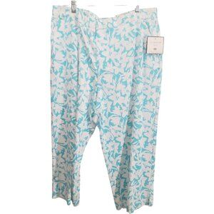 CT1853 Sag Harbor NWT Turquoise & White Floral Capri 18